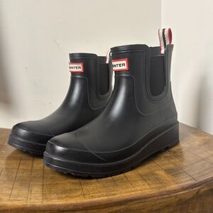 Hunter Black Chelsea Rain Boots Waterproof Ankle Boots Women Size 6